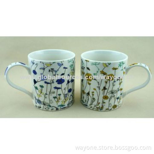 New Bone China Footed Mugs with Floral and Butterfly Design, Royal Shape, Ideal as Present/Food-safe
